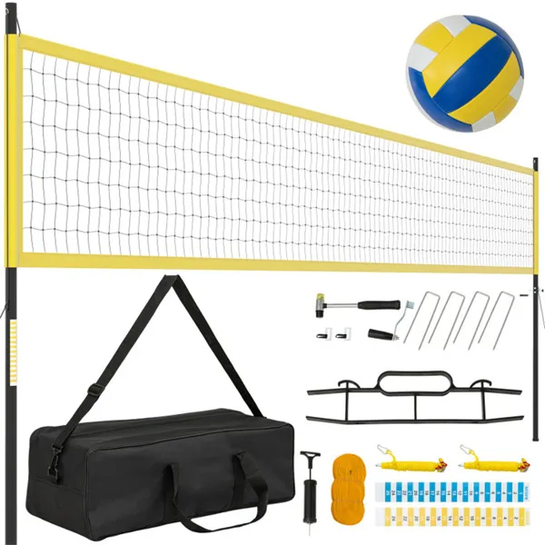 32'x3' Heavy-Duty Volleyball Net Set - 3-Level Adjustable Poles, Anti ...