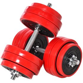 66lbs Dumbbell & Barbell Adjustable Set Two-In-One Strength Muscle Exercise Fitness Plate Bar Clamp Rod for Home Gym