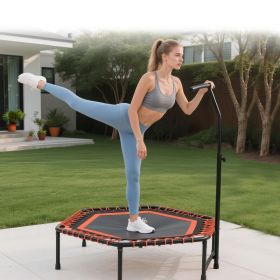 48" Mini Rebounder for Adults with Adjustable Handle Bar, Bungee Ropes, Stable & Quiet, Indoor Outdoor, Whole-Body Workout & Relaxation
